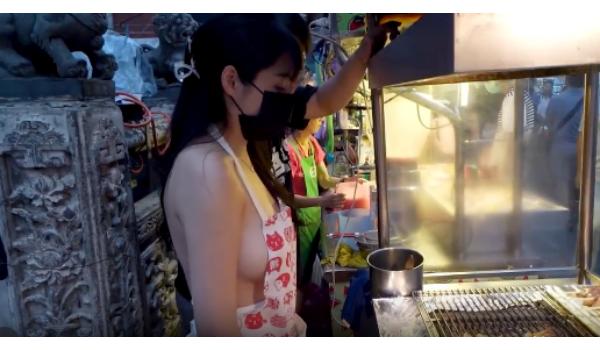 【動画あり】台湾のイカ焼き屋さん、ほぼ裸